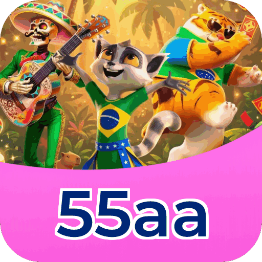 Interface do aplicativo 55aa mostrando jogos disponíveis no iOS e Android